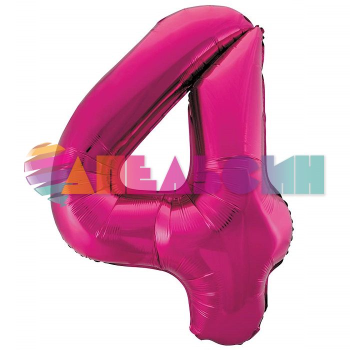 Шар цифра Розовый Е40"/102см Фуксия 4 (Китай) 1207-2979