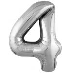Шар цифра Серебро AG40"/102см 4 Slim (Россия) 754535