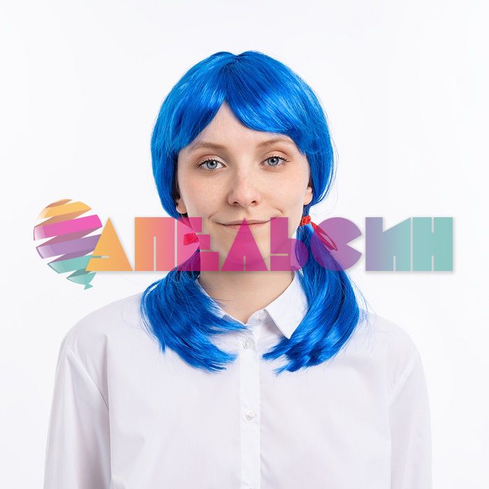 Парик Синий Маринетт хвостики 40см 6233307