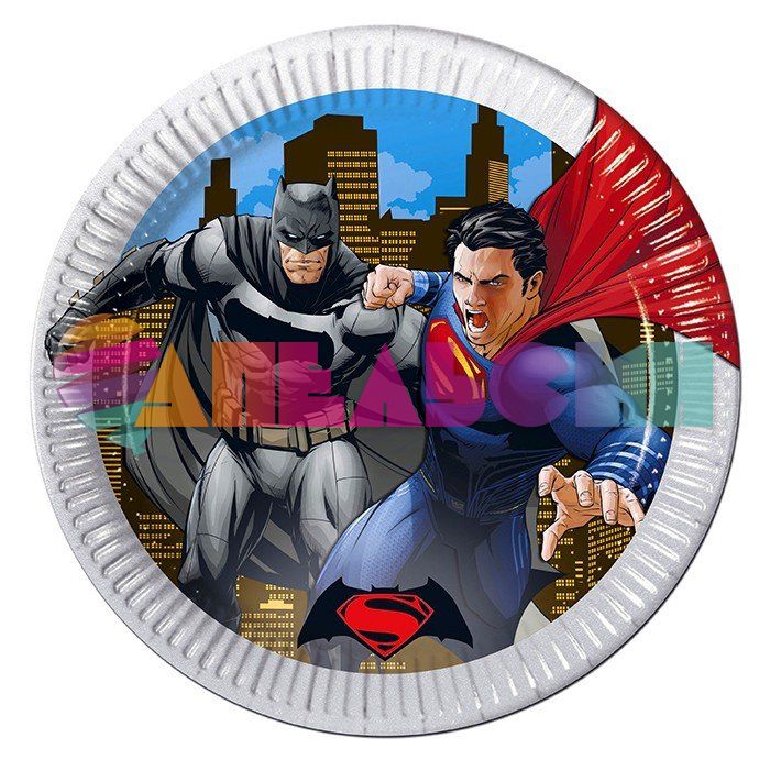 Тарелка Бэтмен против Супермена/ Batman v Superman: Dawn of Justice 23см 8шт/уп картон 86719-P
