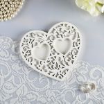 Подставка для колец Сердце ажур белый 13х15см 2700659