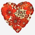 Шар фольга Love You Цветы A18"/46см сердце (США) 23257