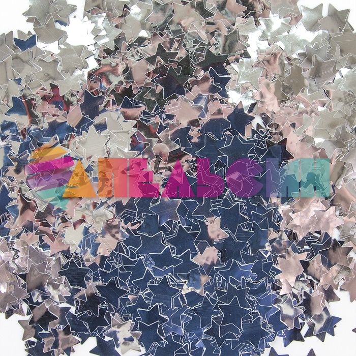 Конфетти Серебро звезда 1,5см фольга 50гр 6015210