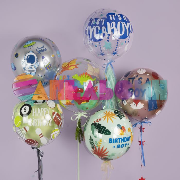 Шар сфера It`s a boy на прозрачном FL18"/46см (Китай) 518009
