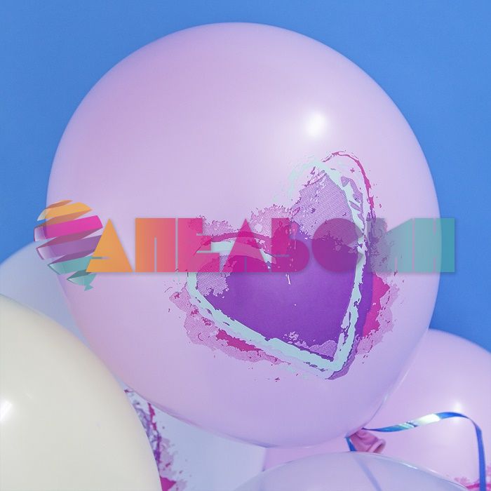 Шар латекс Сердца граффити макарунс 12"/30см 25шт/уп (Турция) 812135-25
