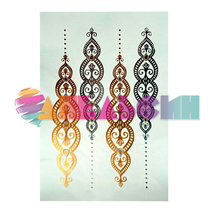 Наклейка на кожу Михенди тату Индийские узоры 719001