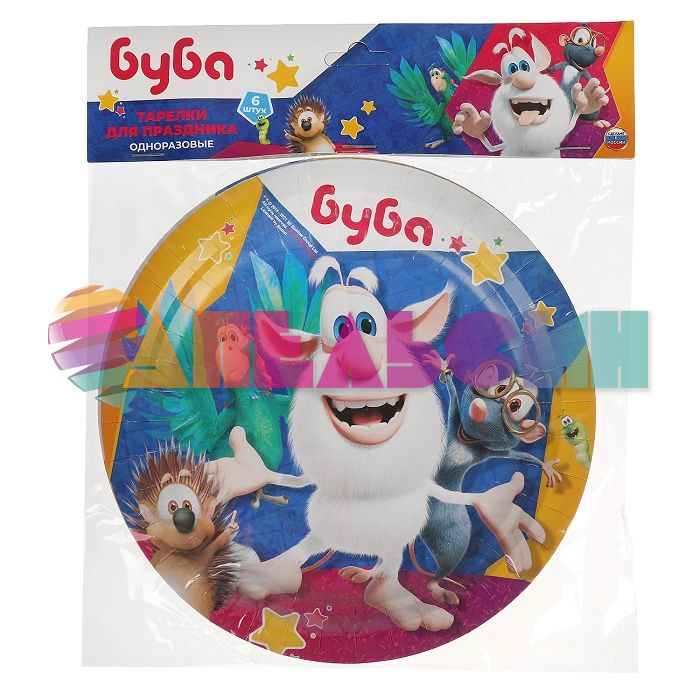 Тарелка Буба 18см 6шт/уп картон 318475/PP-58355-BU