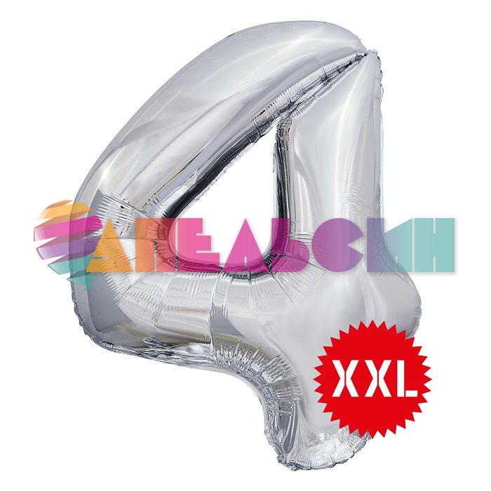 Шар цифра FL50"/127см Серебро 4 (Китай) 131144
