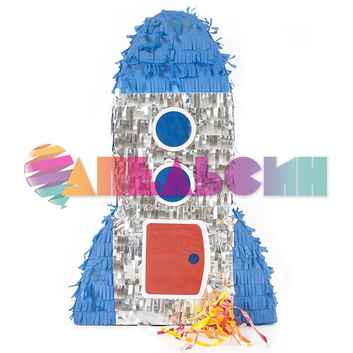 Пиньята Ракета синий с серебром 28х43х10см 6012302-BX