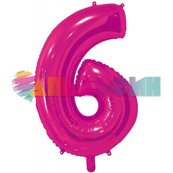 Шар цифра Розовый Е26"/66см фуксия 6 Fuchsia (Китай) 1207-3693