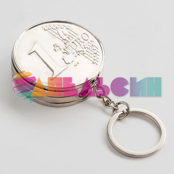 Зажигалка Монета 1 Euro на брелке 4х4см газ 6869347