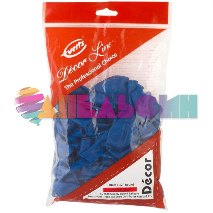 Шар кристалл Синий Э12"/30см (973) Droplets Blue 50шт/уп (Малайзия) 1102-1907