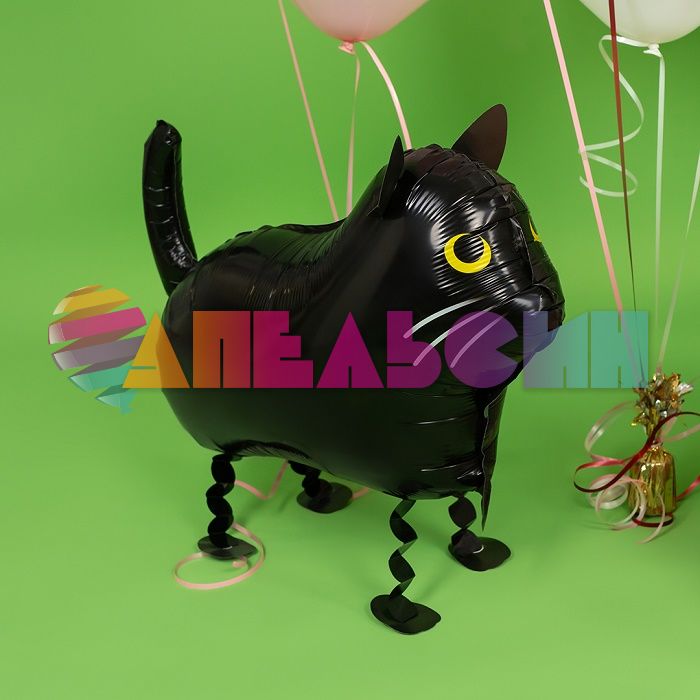 Шар ХОД Кот черный FL24"/61см (Китай) гелий 23271