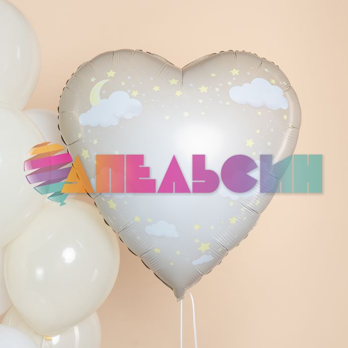 Шар фольга Выписка бежевый AG30"/76см сердце (Россия) 944507