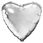 Шар сердце Серебро AG09"/23см (Россия) с клапаном 756072-1