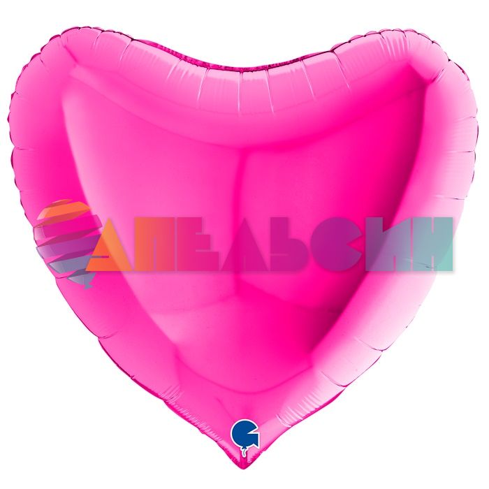 Шар сердце Розовый G09"/23см маджента (Италия) 09014M