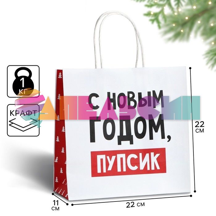 Пакет С НГ ПУПСИК 22х22х11см крафт 10338154