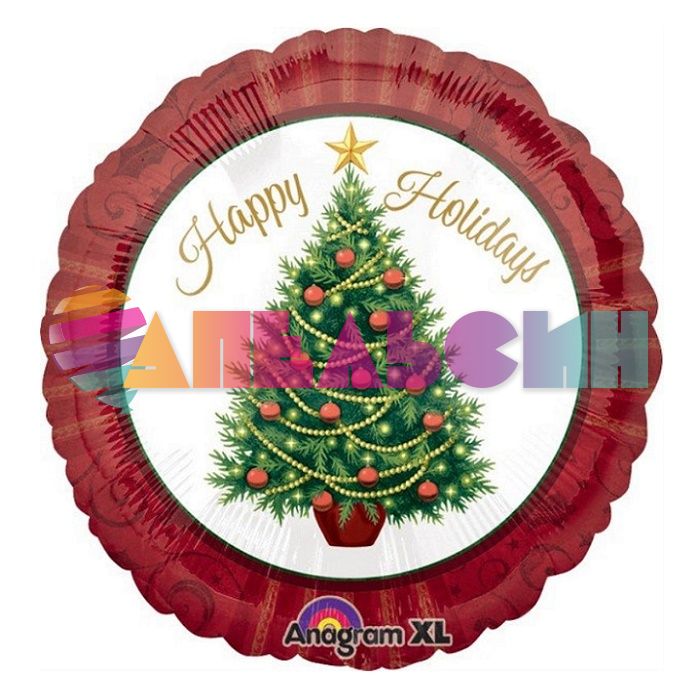 Шар фольга Happy Holidays Елка новогодняя A18"/48см (США) круг 1202-1508