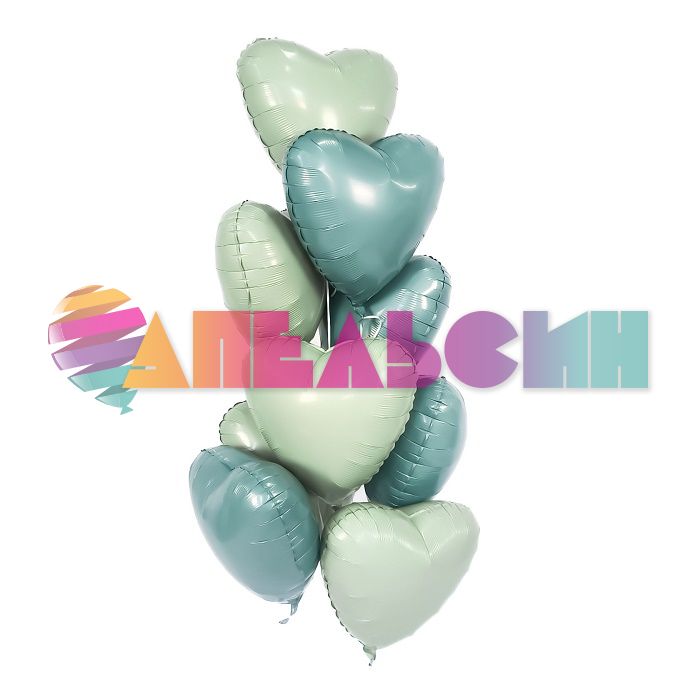 Шар сердце Бирюза AG19"/48см бриз (Россия) 224227