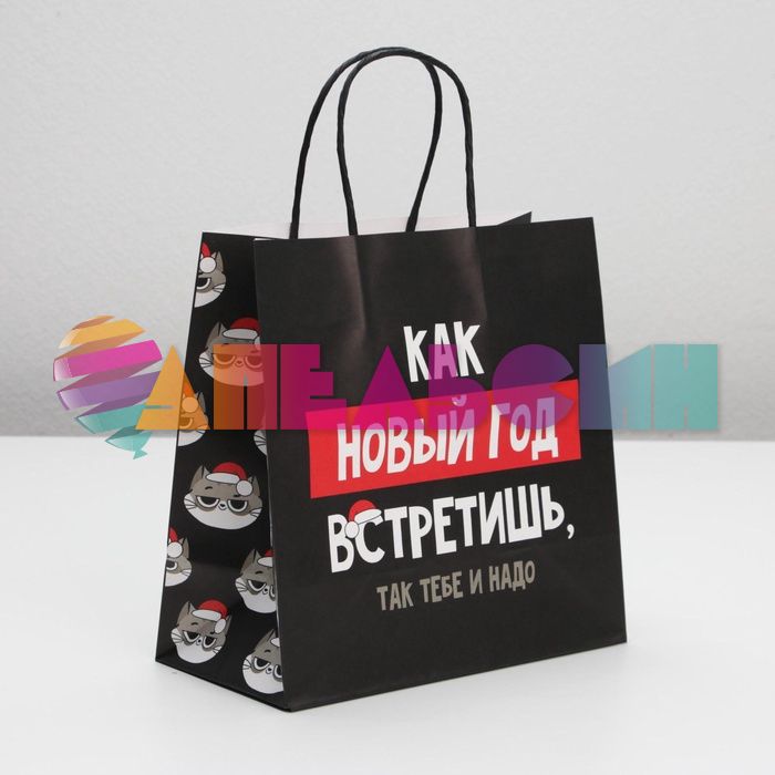 Пакет Как НГ встретишь так тебе и надо 22х22х11см крафт 6249075