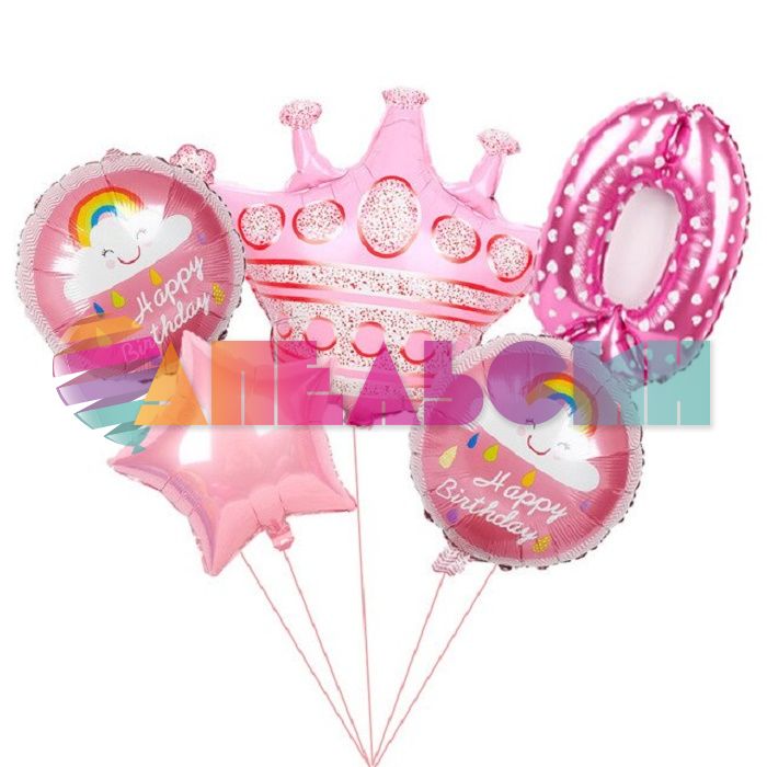 Шар цифра Розовый FL40"/102см сердца 0 (Китай) NMP0/PINK/V-СТОК
