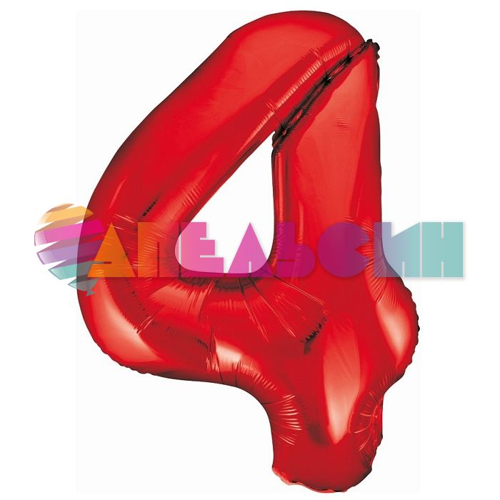 Шар цифра Красный Е40"/102см 4 (Китай) 1207-2989