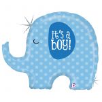 Шар фигура Слон голубой It`s a boy B32"/81см (США) голография 35584H