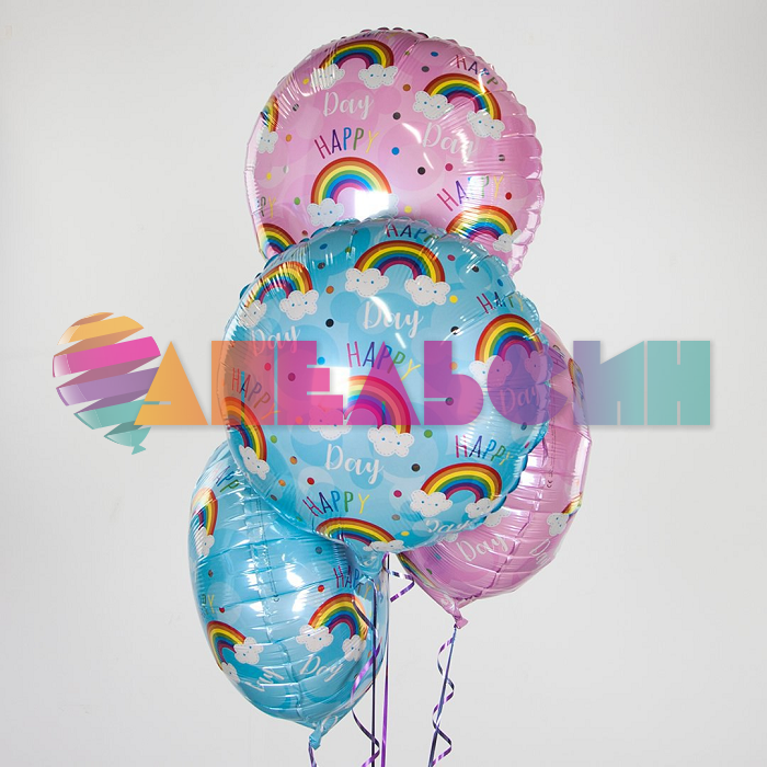 Шар фольга Счастливый день Happy Day голубой F18"/46см круг (Испания) 401619