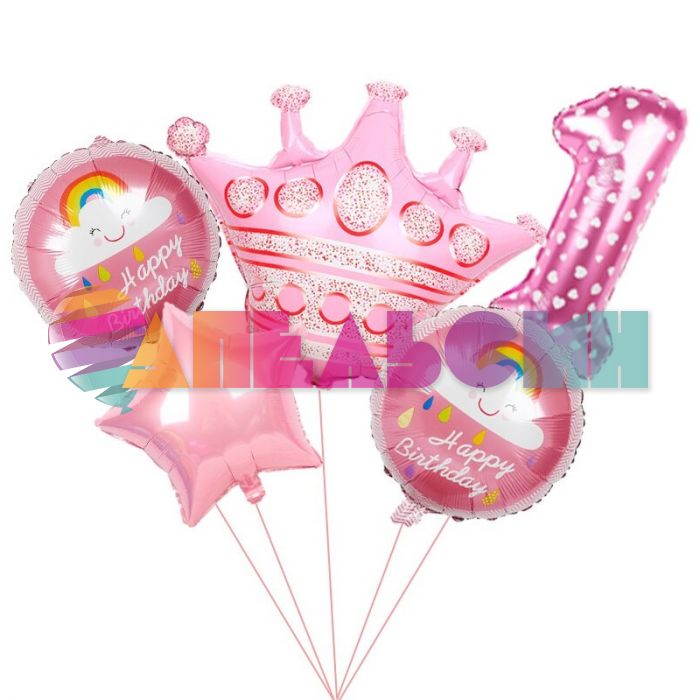 Шар цифра Розовый FL40"/102см сердца 1 (Китай) NMP1/PINK/V-СТОК