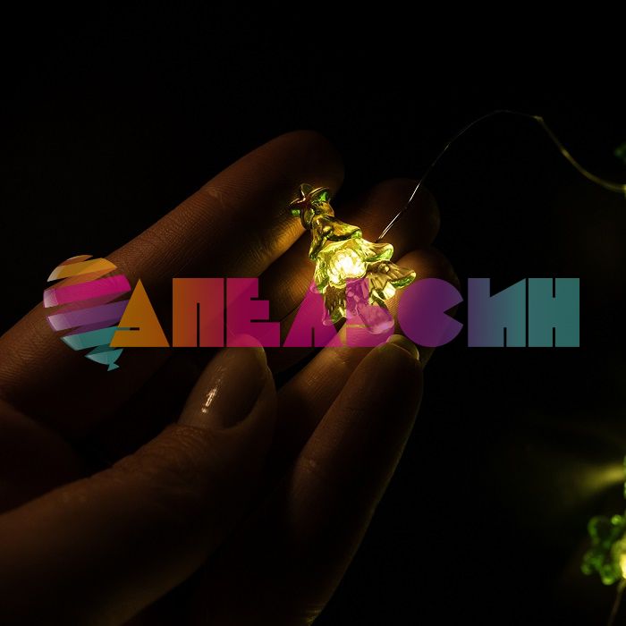 ЭГ нить 2,1м Елочки зеленые 10 Led IP14 на батарейках 512337