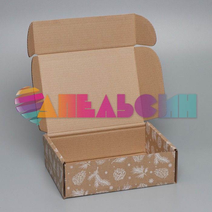 Коробка С НГ Шишки 21х27х9см складная 9076810
