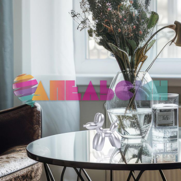 Фигурка Собачка из шаров серебро 9,5х11х4,5см полистоун 1302-1639