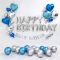 Надпись из шаров HAPPY BIRTHDAY серебро FL16"/41см (Китай) 17373