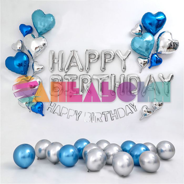 Надпись из шаров HAPPY BIRTHDAY серебро FL16"/41см (Китай) 17373