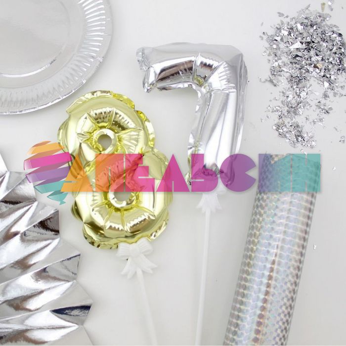 Шар цифра Серебро Т07"/18см 0 (Китай) 190016-0-S