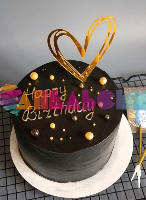 Топпер Сердце золото 10х16см пластик 7003908