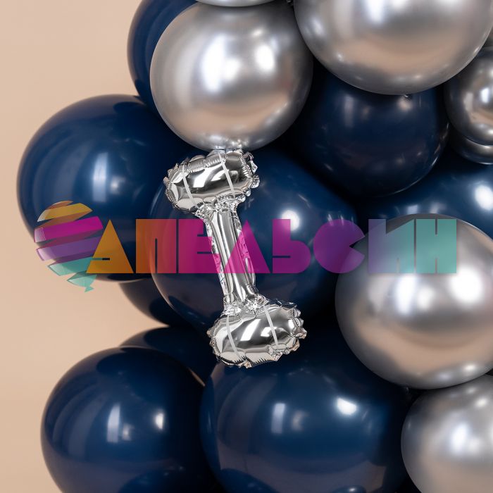 Мини фигура Гантель серебро FL13"/33см с клапаном (Китай) 27416