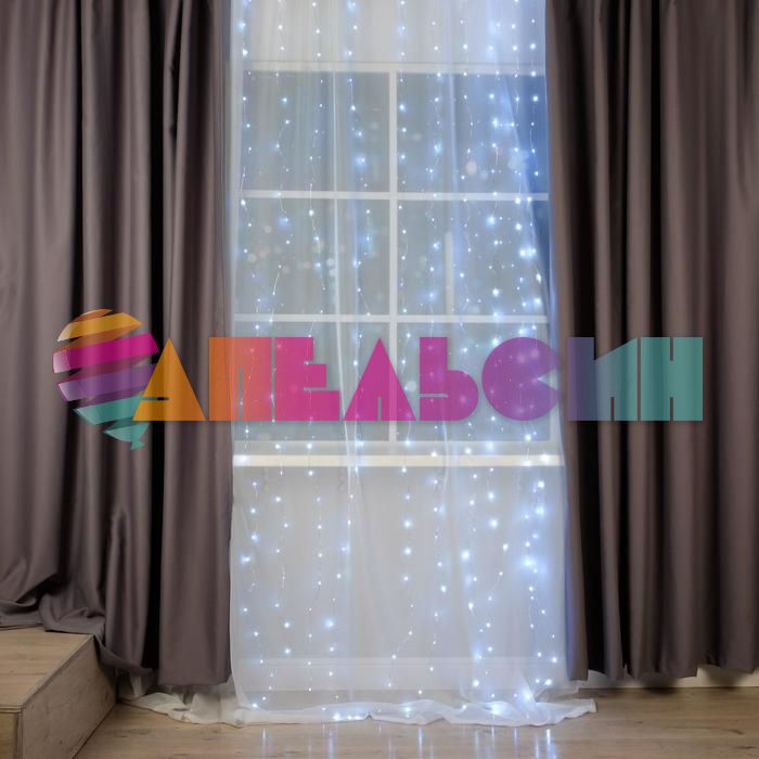 ЭГ занавес 2,8х3м Белый лунный свет 300л мерцание LED USB 6074031