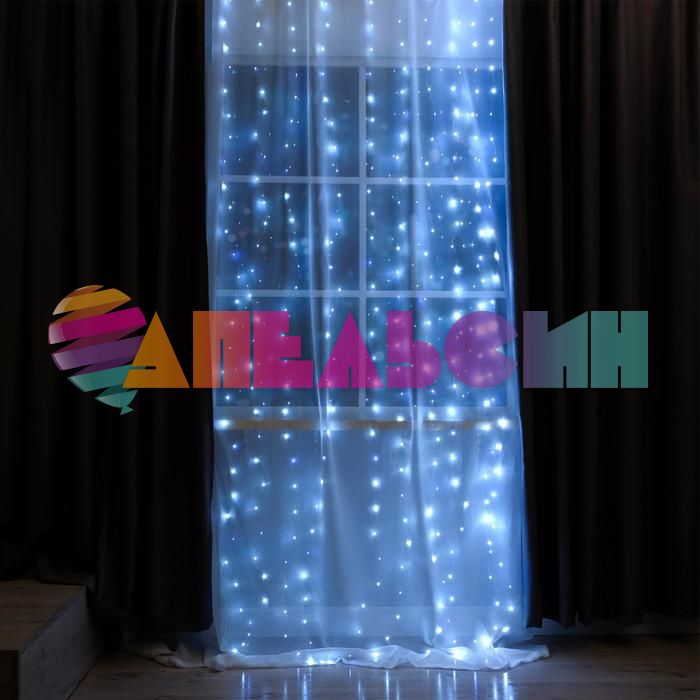 ЭГ занавес 2,8х3м Белый лунный свет 300л мерцание LED USB 6074031