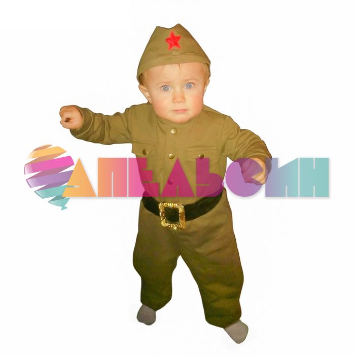 Костюм Военный 2в1 (комбинизон, пилотка) 068-074см 3270113-ПРОКАТ