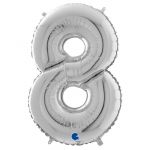 Шар цифра Серебро G26"/66см 8 Silver (Италия) 1207-3206