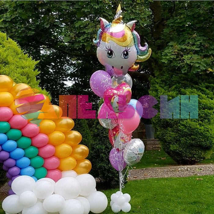Шар голова Единорог волшебный глазастый FL30"/76см (Китай) 15427