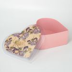 Коробка Розовый с прозрачной крышкой 25,2x23x10см сердце Ч52030-2