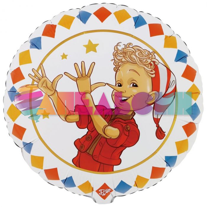 Шар фольга Золотой ключик Буратино Е18"/46см (Китай) 1202-4281
