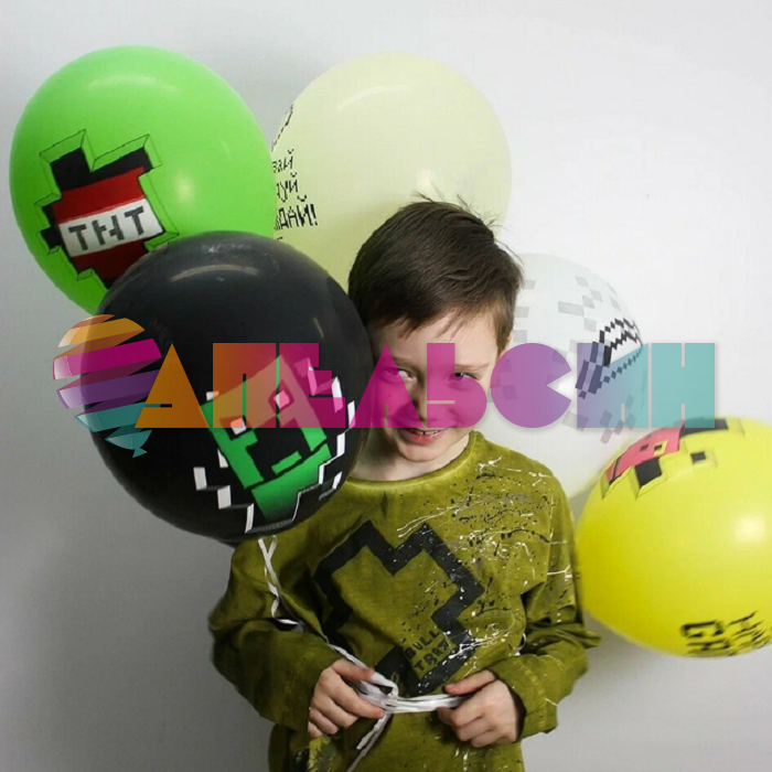 Шар латекс Пиксели 12"/30см 5шт/уп (Мексика) 6082475