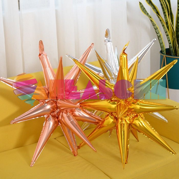 Шар звезда Серебро FL23"/58см 3D (Китай) 60046