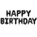 Надпись из шаров HAPPY BIRTHDAY черный FL16"/41см (Китай) 23475