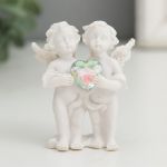 Фигурка Ангелы близнецы с хрустальным сердцем 2,3х4,3х5,6см полистоун 610524