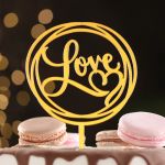 Топпер Love круг с сердцем золото 11х17см акрил 7003917