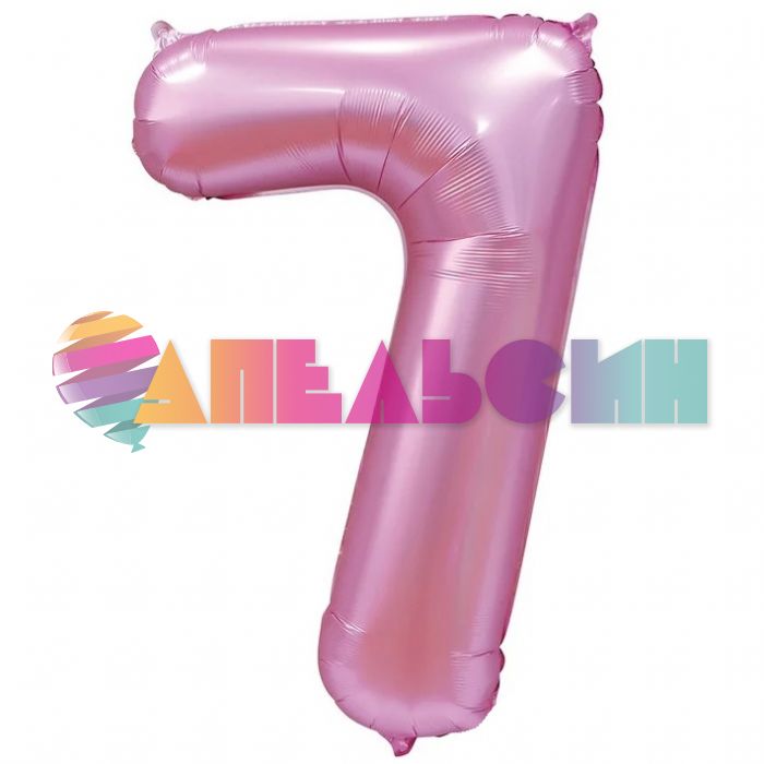 Шар цифра Розовый Е40"/102см сатин 7 (Китай) 1207-3278